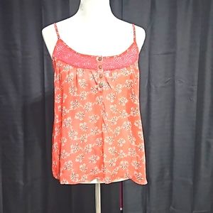 Floral tank with lace and adjustable straps